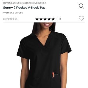 Beyond Scrubs Happiness Collection v neck scrub top  black size XS like new!